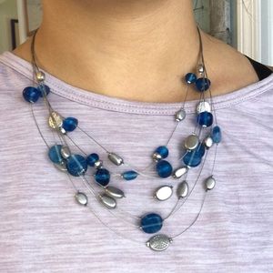 Lia Sophia wire blue bead necklace